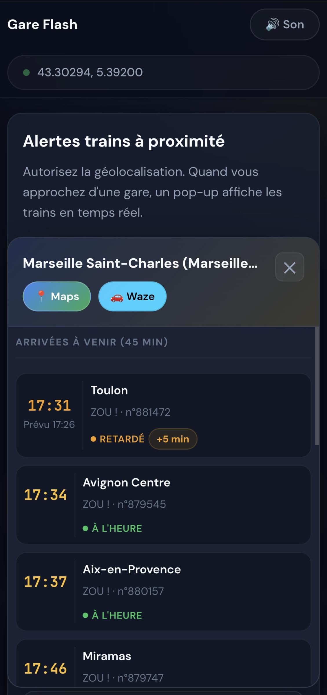 Application d'alertes trains en temps réel pour chauffeurs VTC